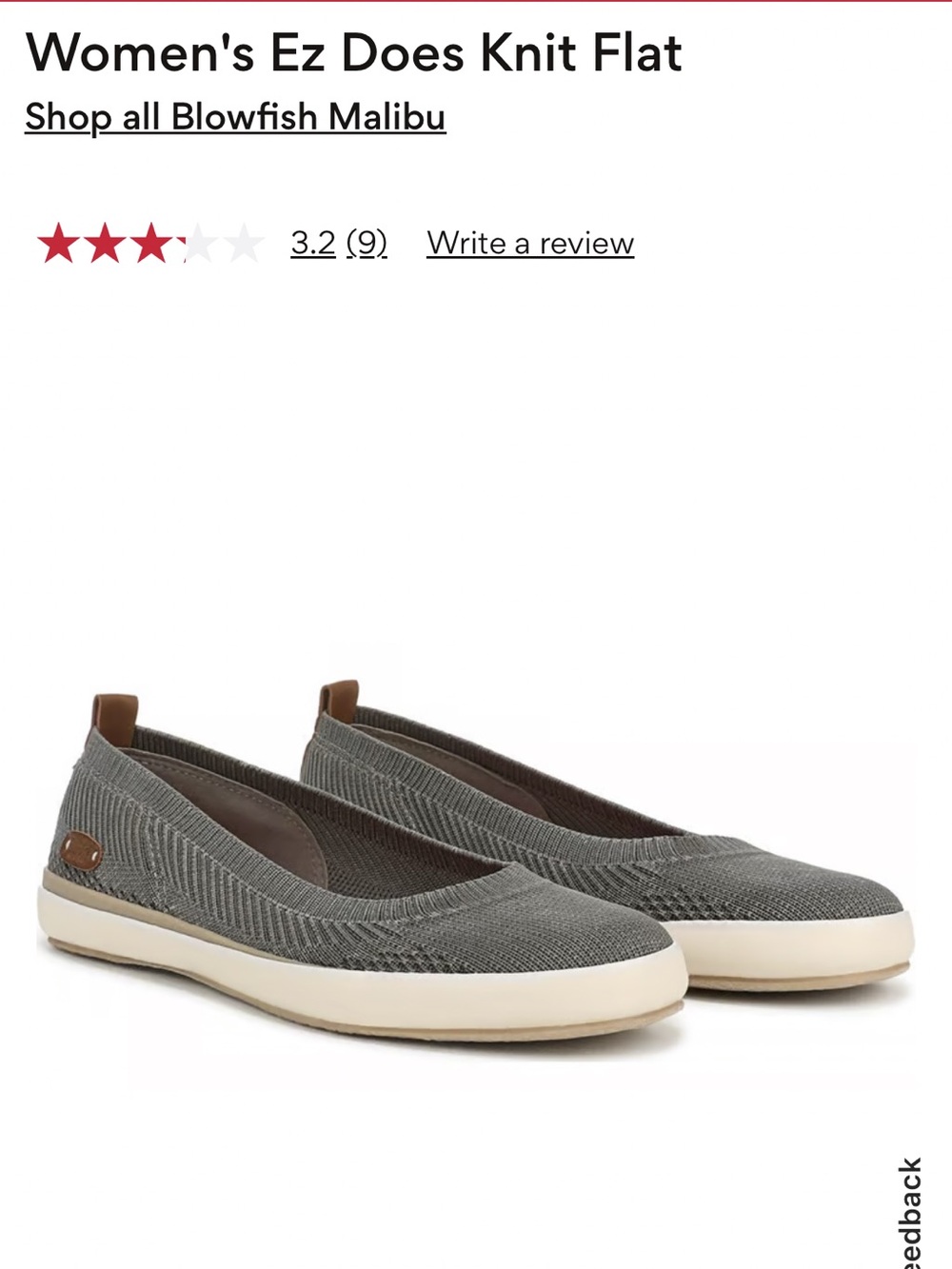 Blowfish Malibu EZ Does Knit Flats in Desert Sage Size 8M New Without Box